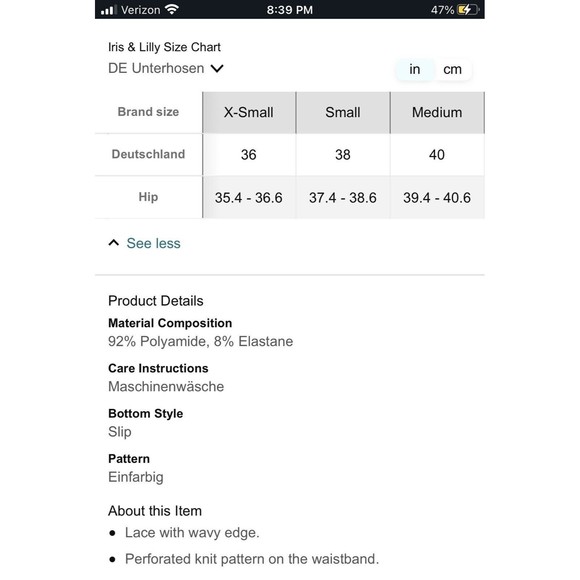 NWT Iris & Lilly Women's Crochet Lace Hipster Brief, Pack of 2, white, XS - Picture 11 of 11